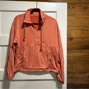 Faherty women’s organic cotton orange cream Half-Zip Sweater